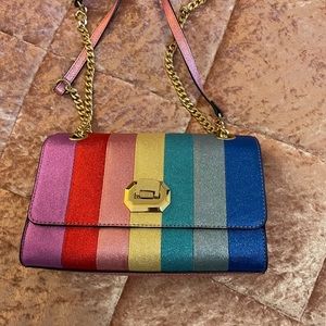 Multi color stripe, purse with chain strap
